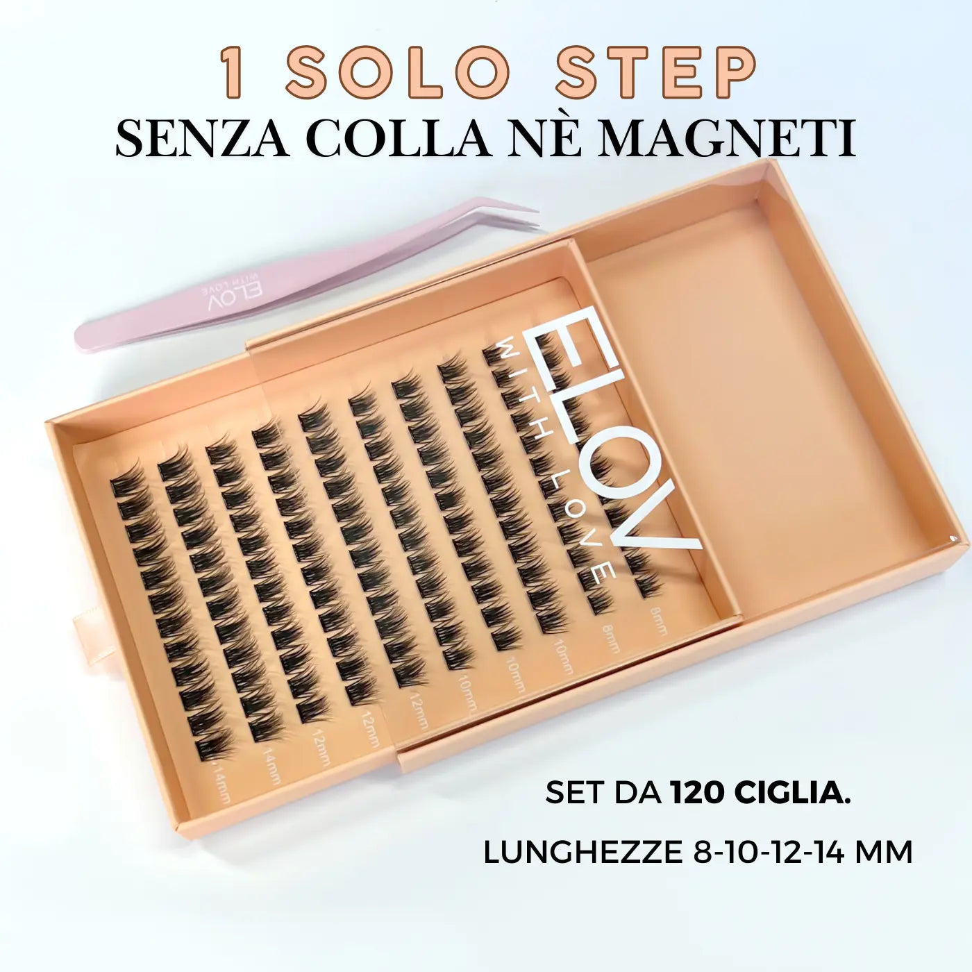Elov 1Step Lashes™ - Kit completo 120 Extension Ciglia Adesive in seta PBT