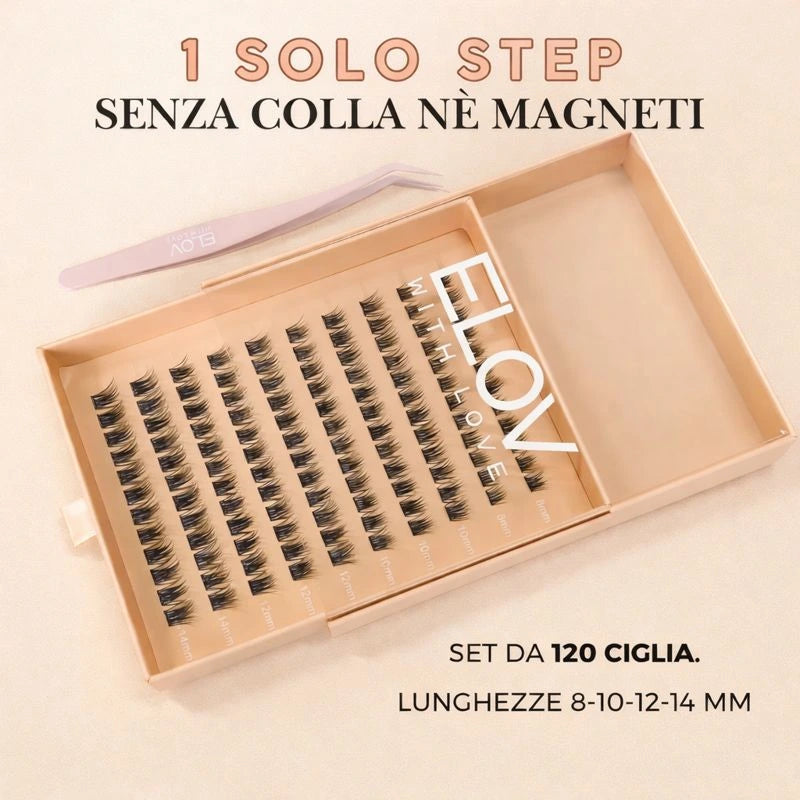 Elov 1Step Lashes™ - Kit completo 120 Extension Ciglia Adesive in seta PBT
